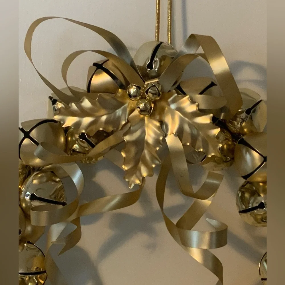 Gold Holiday Wreath with Bells
